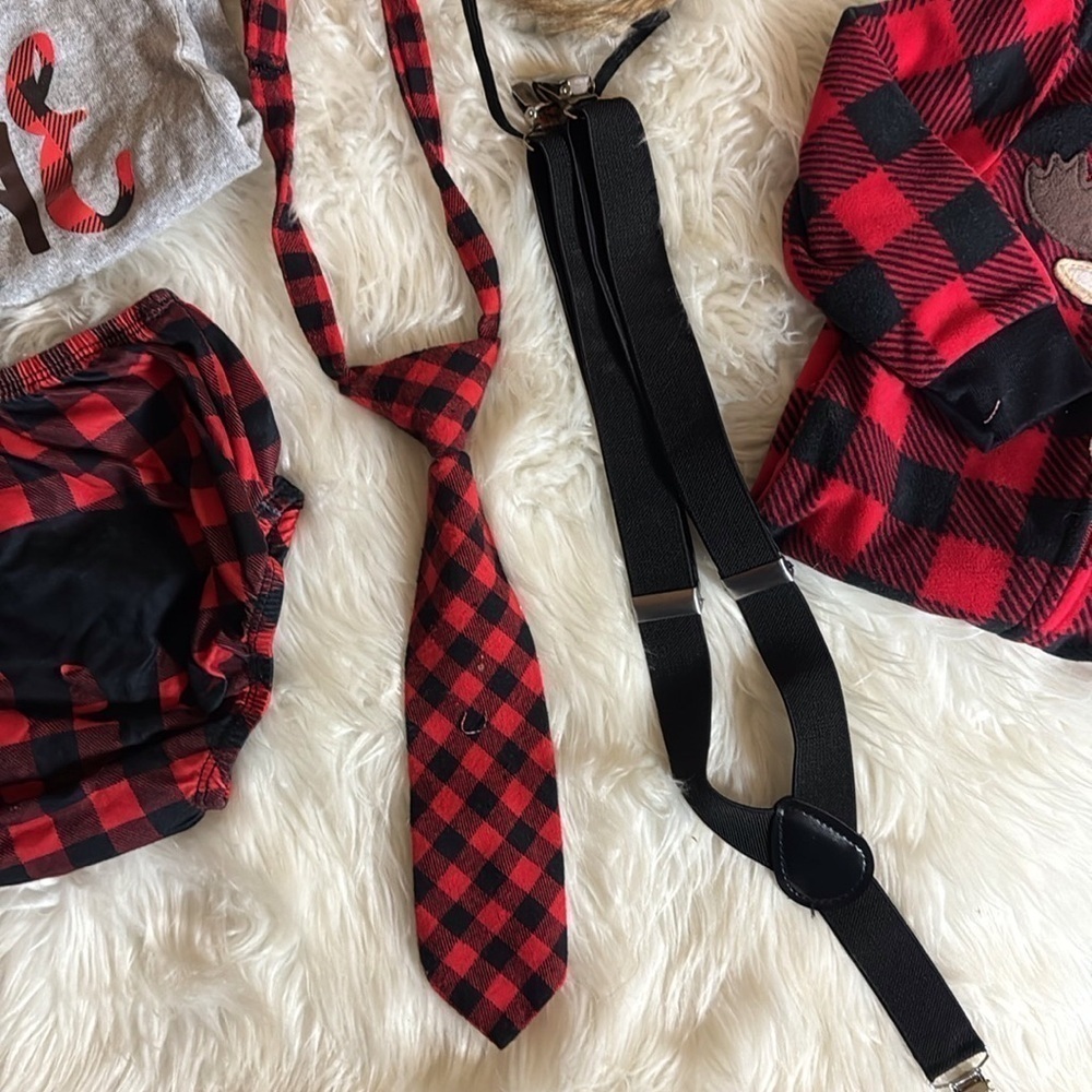Boy’s First Birthday outfit, crown and bunting Woodland / Lumberjack theme - Picture 5 of 10